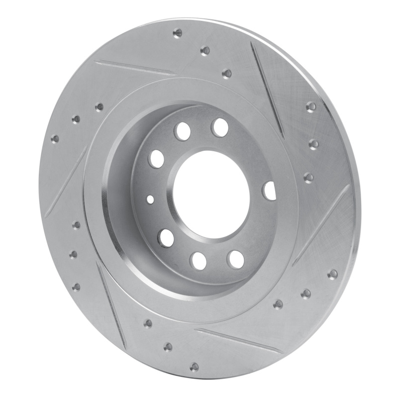 Pontiac Solstice Brake Rotor (1) - Rear Left - R1 Concepts - Drilled & Slotted - Silver - `06-`10